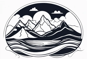 Mountains and ocean tattoo idea