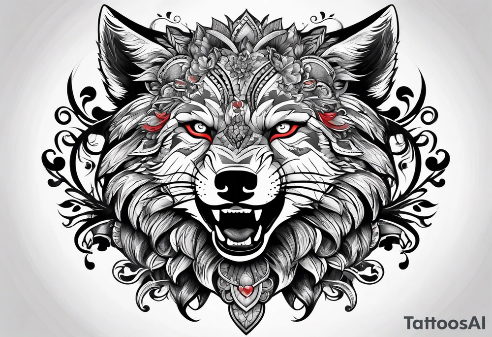 Lobo con Caperucita roja tattoo idea