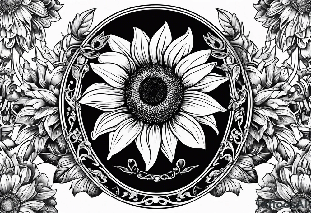 Horseshoe with a sunflower tattoo idea