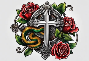Cross and serpent tattoo idea