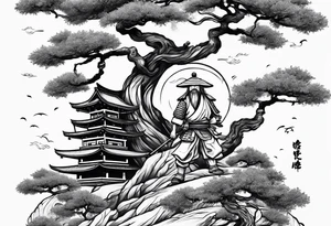 samurai and bonsai tree tattoo idea