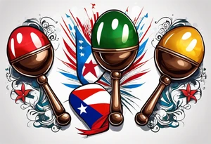 2 colorfull swinging maracas with Cuban flag tattoo idea
