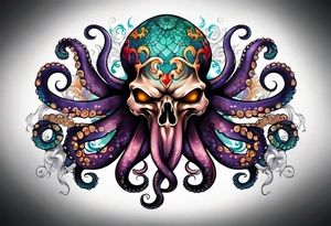 Octopus with skull tattoo idea