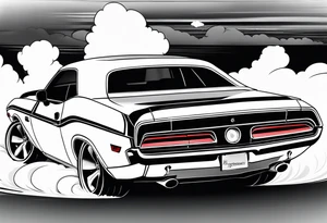 dodge challenger drifting with tire smoke tattoo idea