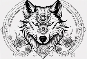 Wolf with woman eye tattoo idea