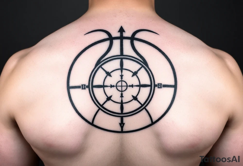 A basketball with a sniper scope reticle 
inside tattoo idea