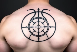 A basketball with a sniper scope reticle 
inside tattoo idea