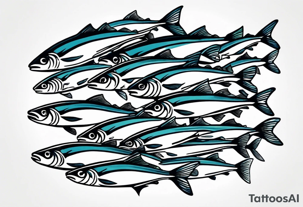 Shoal of mackerel in the ocean tattoo idea