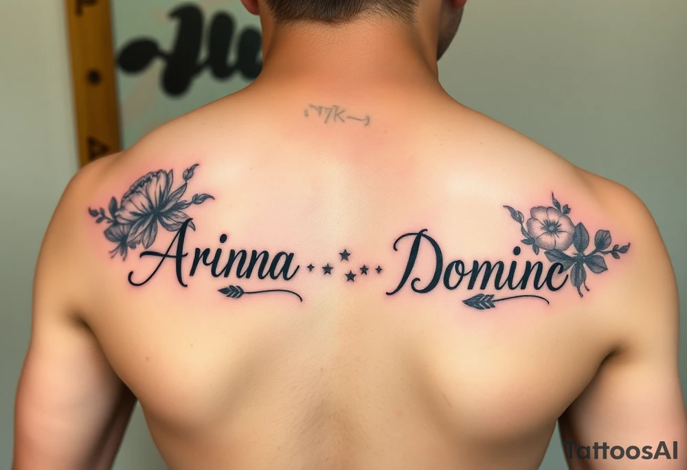 My kids names- Ariana Adrian Dominic in gangster prison art tattoo idea