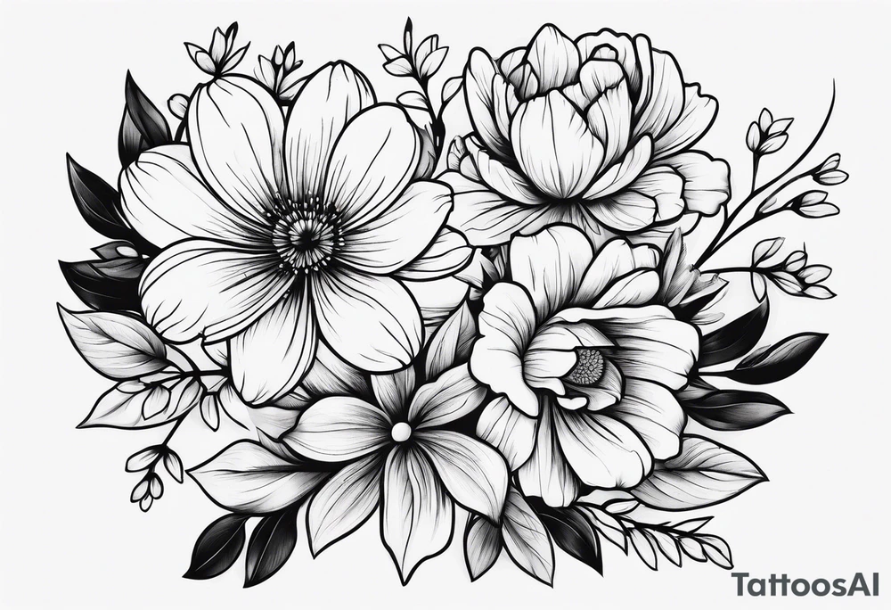 Small bunch of flowers tattoo idea