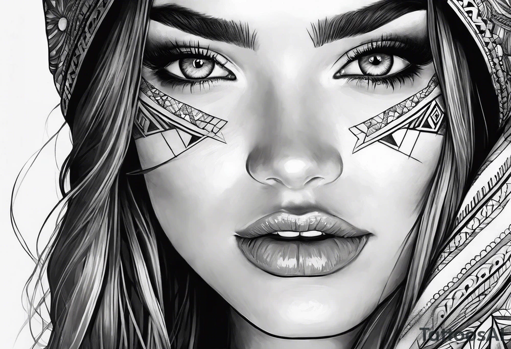 Girl where half the face is happy and half the face is sad tattoo idea