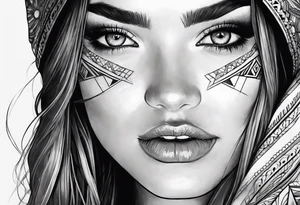 Girl where half the face is happy and half the face is sad tattoo idea