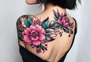 Pink flowers hand tattoo tattoo idea