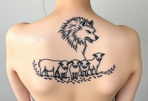 nursery rhyme big bad wolf disguised as sheep to eat the pigs
Farm and three little pigs and sheep tattoo idea