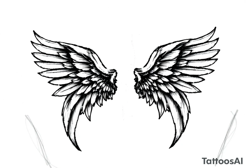 big and realistic angel wings tattoo idea