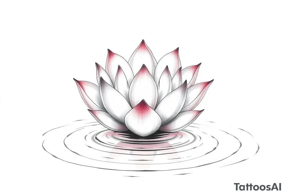 serene lotus flower emerging from sacred waters with ripples tattoo idea