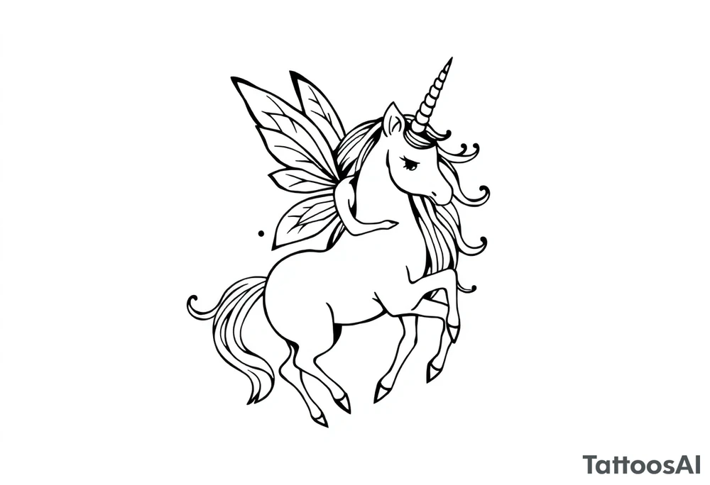 weird fairy and unicorn tattoo idea