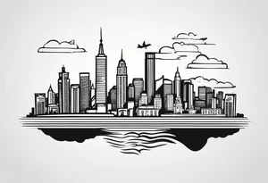 NYC skylinesurrounded by the island of cuba tattoo idea