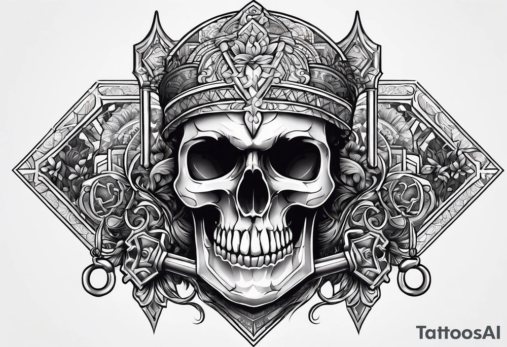 Skull key tattoo idea