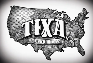 Texas Made in bubble letters tattoo idea