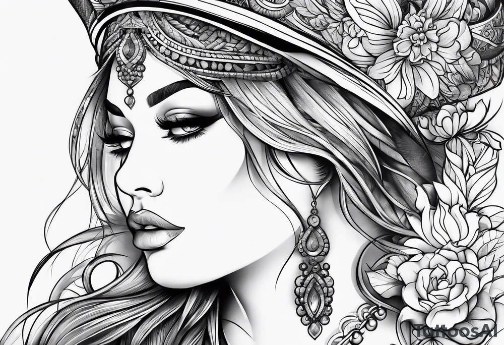 Big boob women tattoo idea