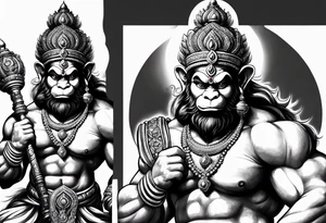 Hanuman ji with mace tattoo idea