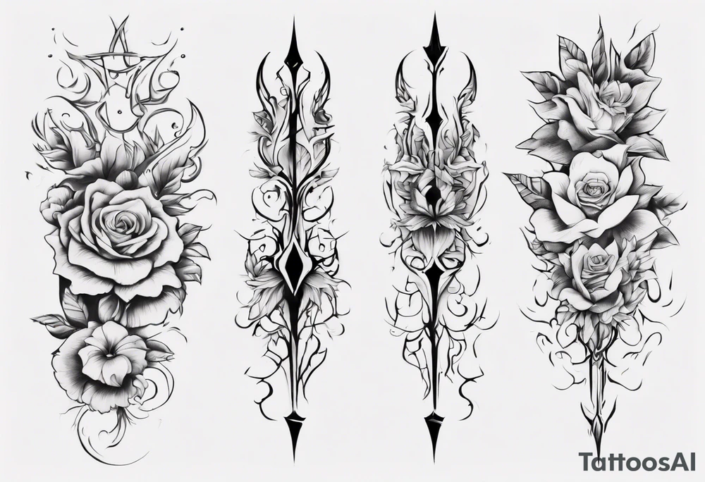 Design a vertical tattoo where shapes and lines represent various stages of my life, reflecting the evolution of my character and perception. Ensure it suits the placement on the back of the forearm. Exclude flowers from designs tattoo idea