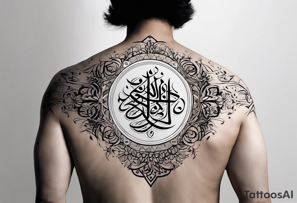Arabic calligraphy in a straight semetence tattoo idea