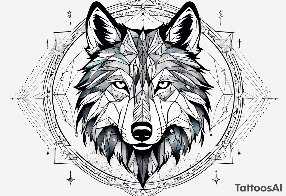 Constellation, animal wolf snow , géométric tattoo idea
