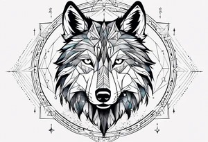 Constellation, animal wolf snow , géométric tattoo idea