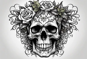skull with vines growing out of its head tattoo idea