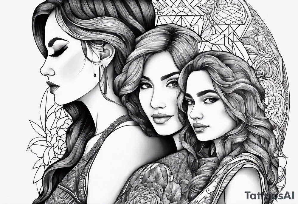 three person side by side. Daughter on the left, mother in the middle, grandmother on the right. greater age difference tattoo idea