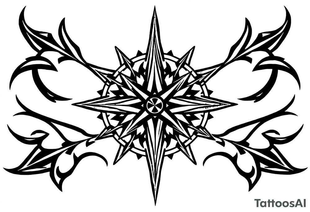 Simple Double layered compass rose tattoo idea