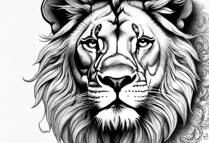 Lion head with Psalm 138:7 written out under it on a half sleeve. tattoo idea