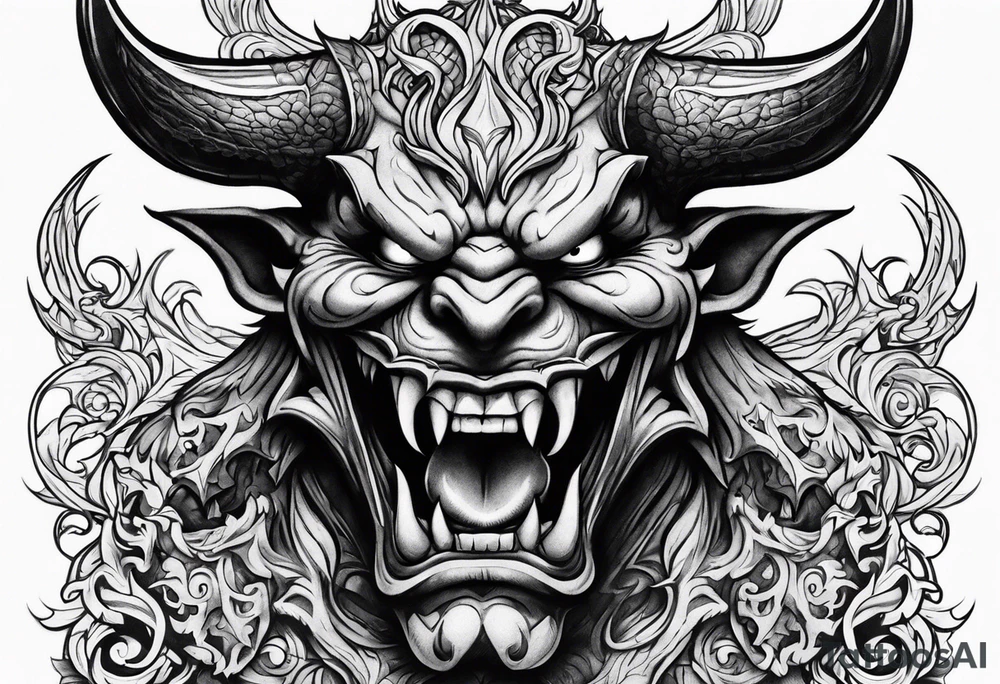 angry devil for a chest tattoo idea