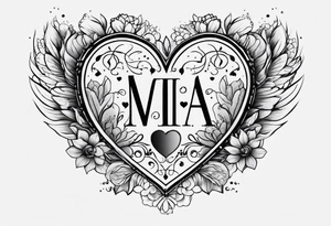 The word Mia inside a heart tattoo idea