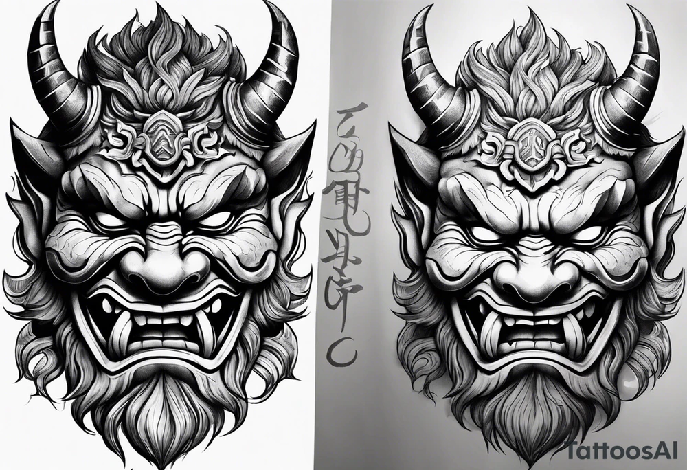 A Oni mask for protection against Evil tattoo idea