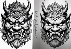 A Oni mask for protection against Evil tattoo idea