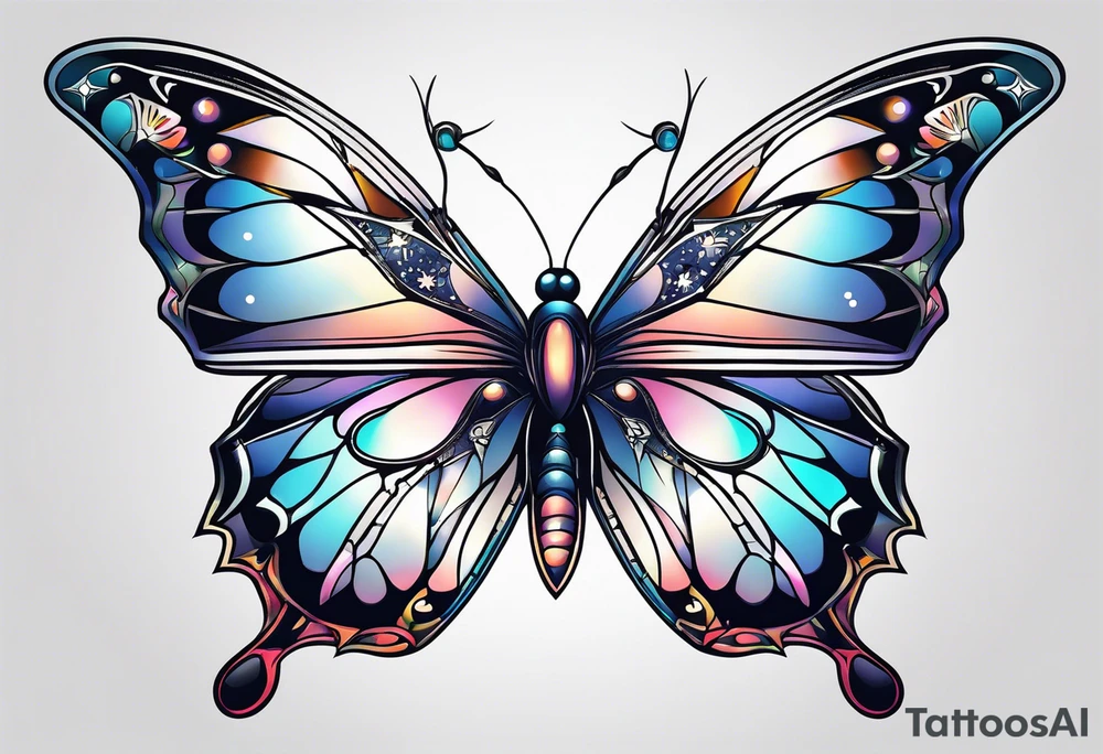 Butterfly with nova star tattoo idea