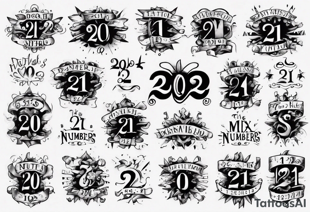 Mix the numbers 20 and 21 tattoo idea
