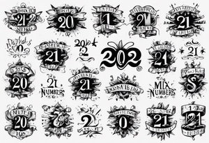 Mix the numbers 20 and 21 tattoo idea