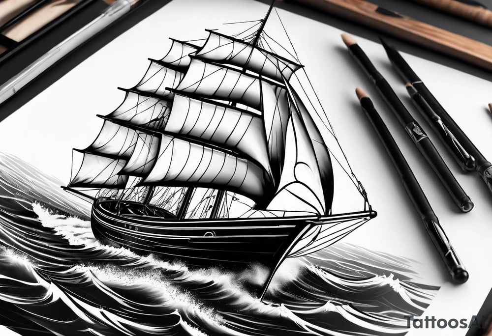 bow of a sailboat. tattoo idea