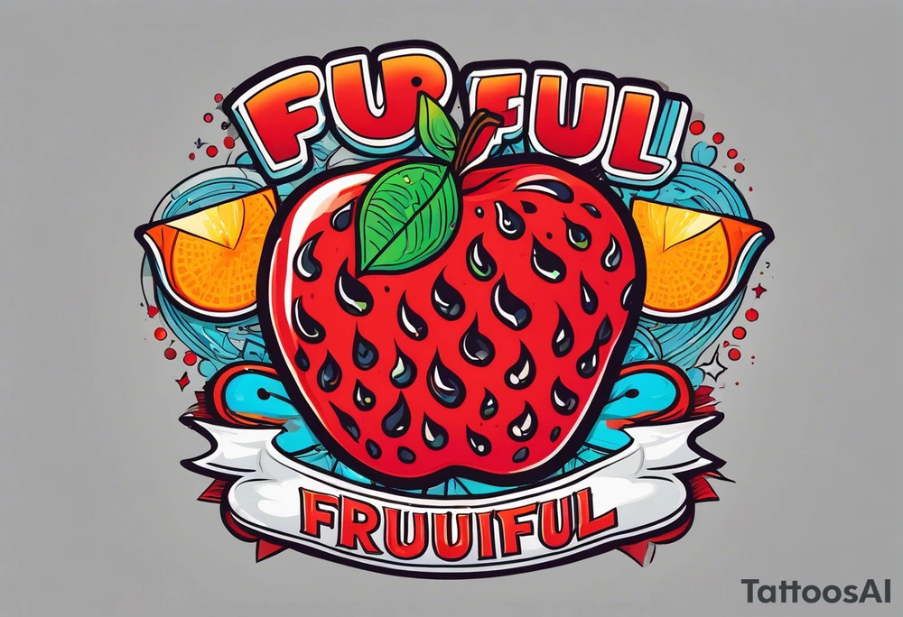 “Be Fruitful”, bold red font tattoo idea