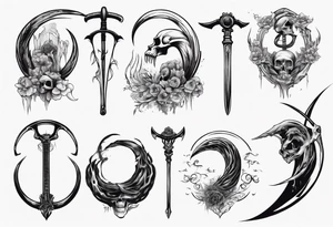 Long curved 
scythe tattoo idea
