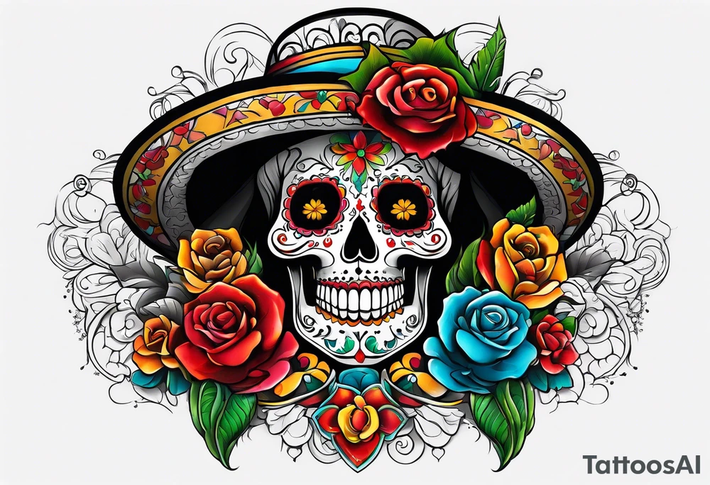 Mexico day of dead tattoo idea