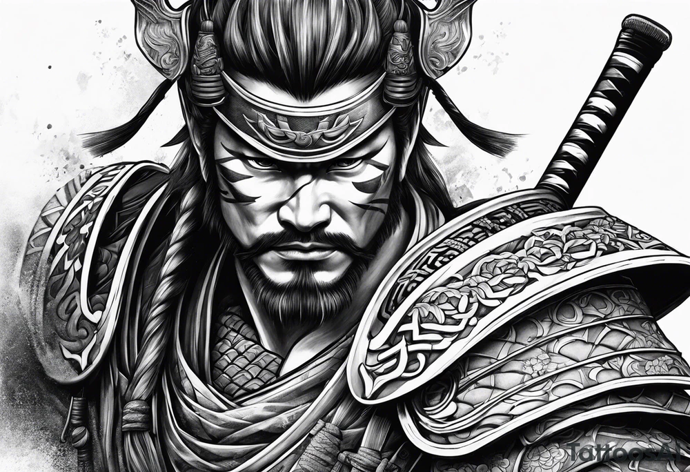 Samurai with mask tattoo idea