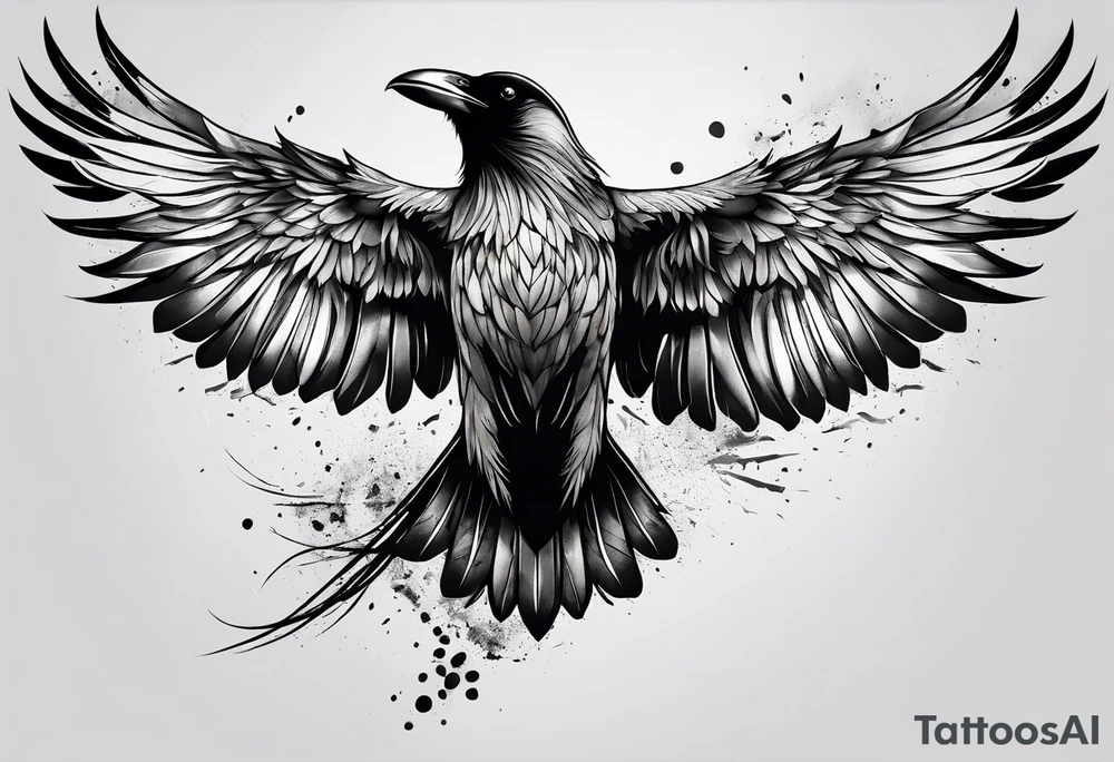 crow with open wings tattoo idea