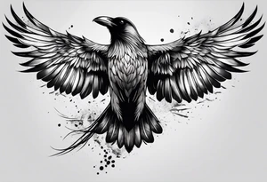 crow with open wings tattoo idea