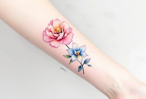 Carnation, Snowdrop, Larkspur, Water Lily, Daffodil, Clover tattoo idea