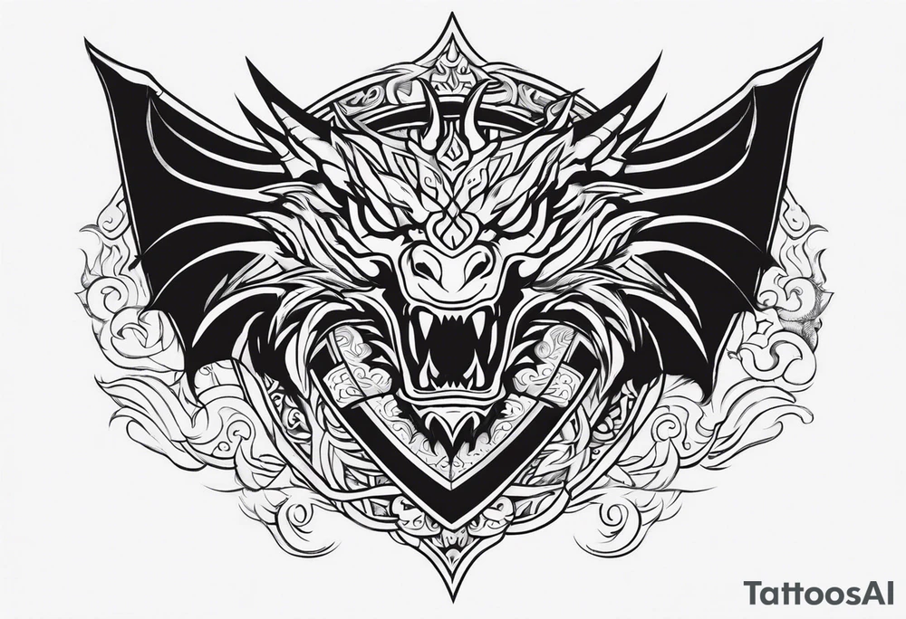 Valhalla sword shield dragon head tattoo idea
